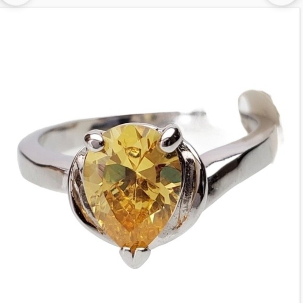 Silver Plated yellow ring sizes  4 5 Pinky ring *